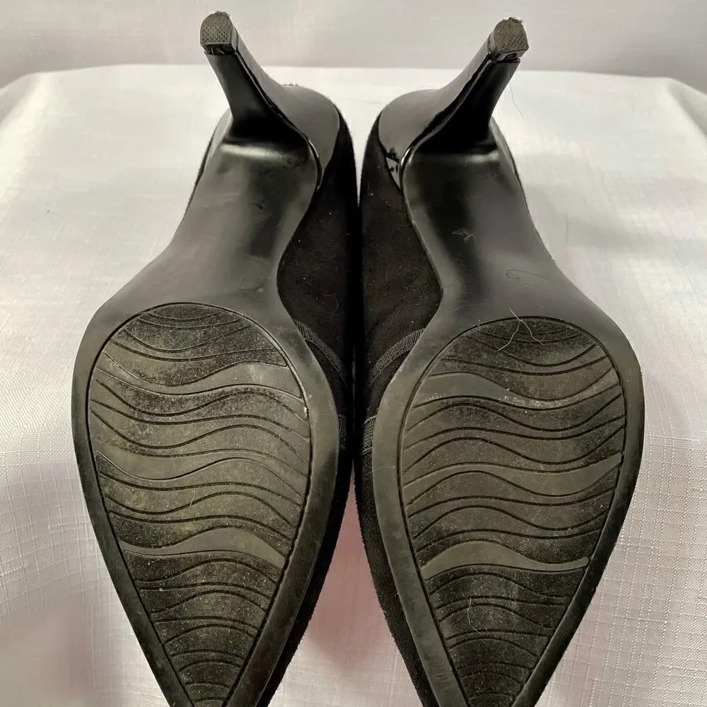 BLACK SUEDE 3.5” HEEL TELYA by IMPO SIZE 7